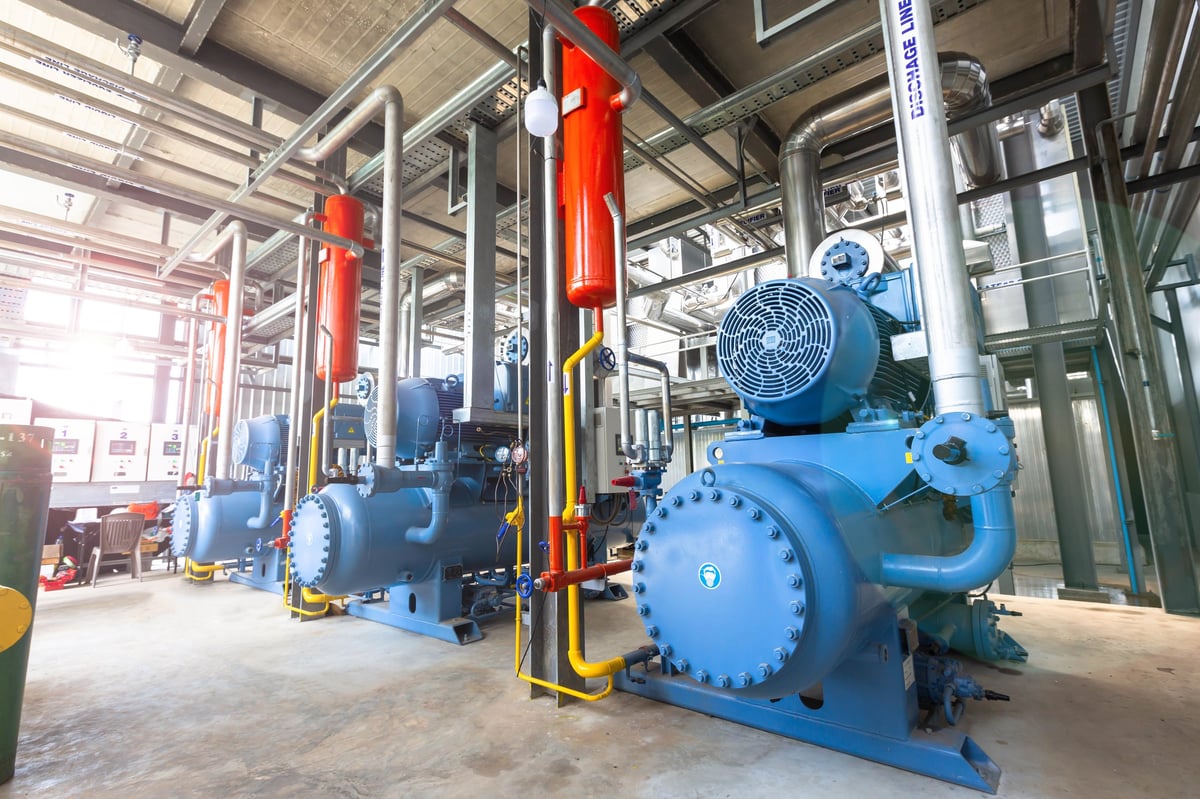 Industrial compressor station at a manufacturing facility