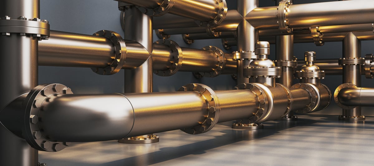 Industrial process piping system in a dark facility